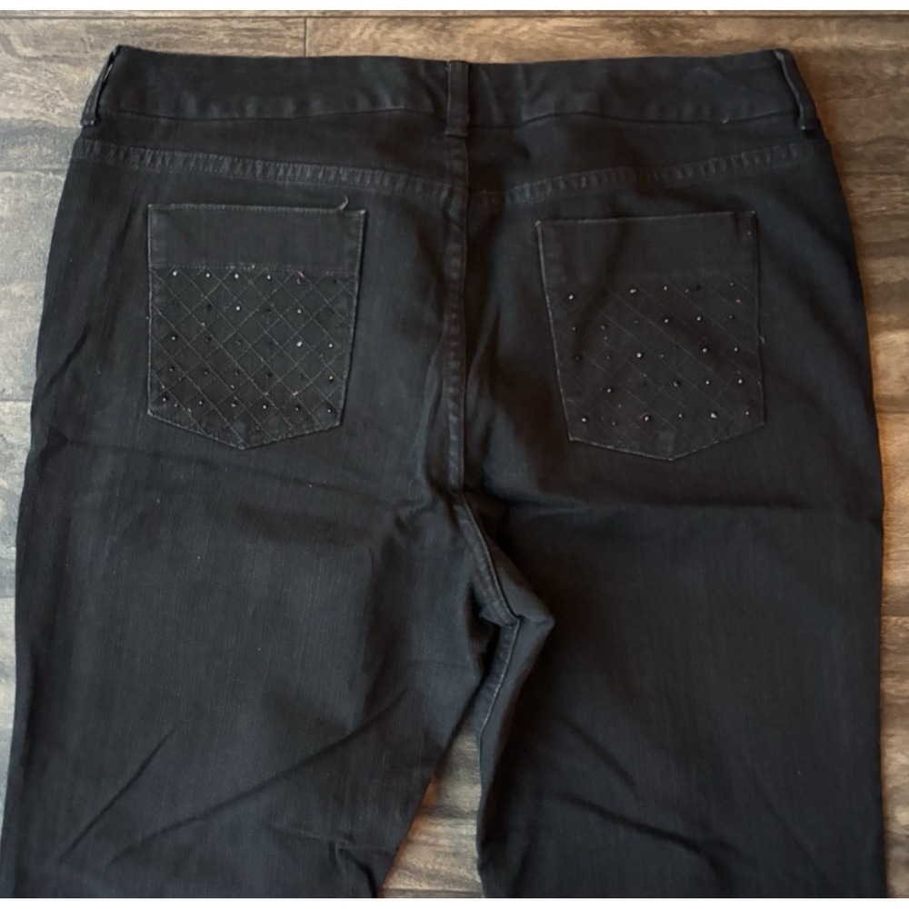 Chicos Platinum 14 16 3 Womens Black Jeans Alannah WR Style Stretch Embellished